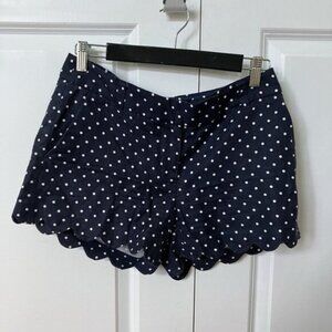 J. Crew Shorts Womens 4 Navy Blue Polka Dot Scallop Chino Flat Front Twee Preppy